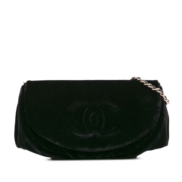 Pre-Loved Chanel CC Velvet Half Moon Wallet on Chain - Picture 1 of 10